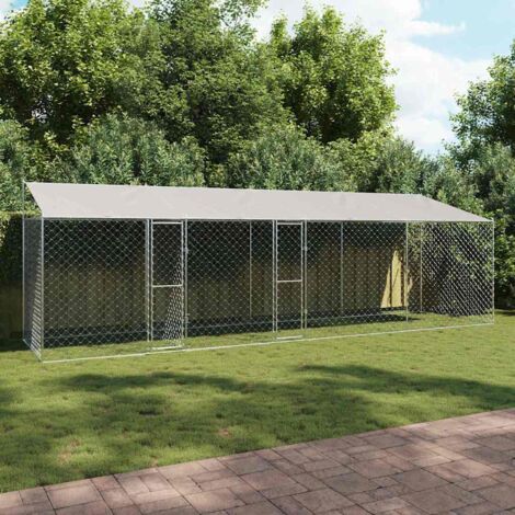 vidaXL Gabbia per cani Argento 800 x 200 x 256 cm Acciaio zincato