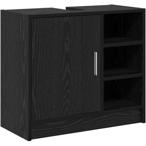 vidaXL Mobile da Bagno Rovere Nero 63 x 29 x 55 cm Legno multistrato