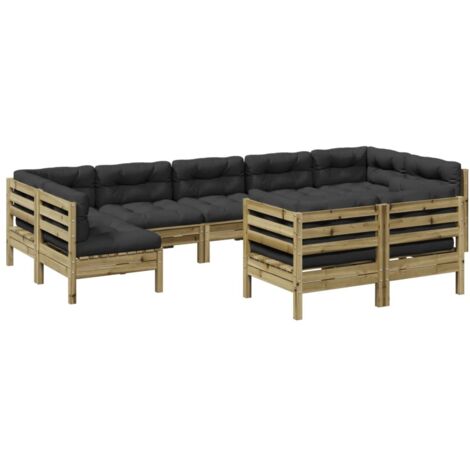 vidaXL Set Divani da Giardino 9pz con Cuscini Legno Impregnato di Pino (1/5)