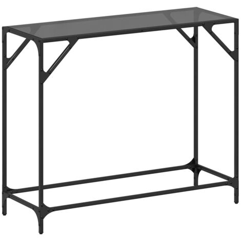 vidaXL Tavolino Consolle con Piano in Vetro Nero 98x35x81cm in Acciaio (1/5)