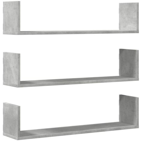 vidaXL Mensole a Parete 3pz Grigio Cemento 80x18x18 cm in Truciolato