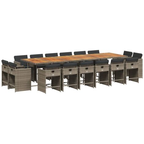 vidaXL Set da Pranzo da Giardino 17pz con Cuscini Grigio in Polyrattan