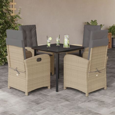 vidaXL Set Pranzo da Giardino 5 pz con Cuscini Beige Misto Polyrattan (1/5)