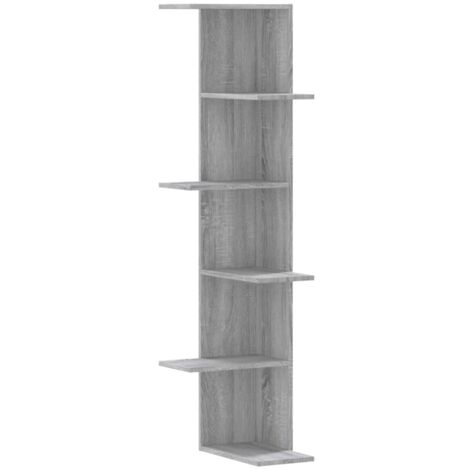 vidaXL Scaffale Angolare Muro Grigio Sonoma 36,5x36,5x140 cm Legno