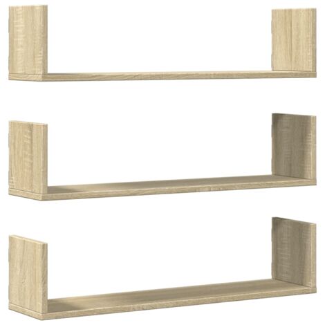 vidaXL Mensole a Parete 3pz Rovere Sonoma 80x18x18 cm in Truciolato