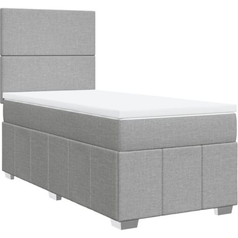 vidaXL Giroletto a Molle con Materasso Grigio Chiaro 90x190 cm Tessuto
