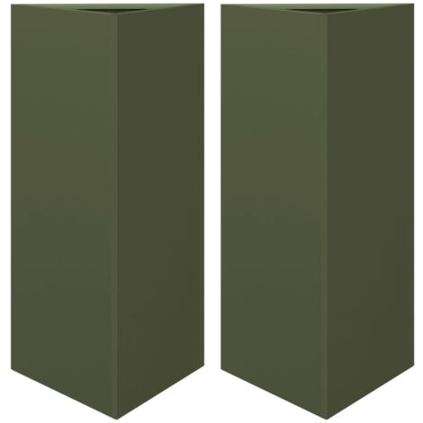 vidaXL Fioriere 2 pz Verde Oliva Triangolari 40x34,5x75 cm in Acciaio