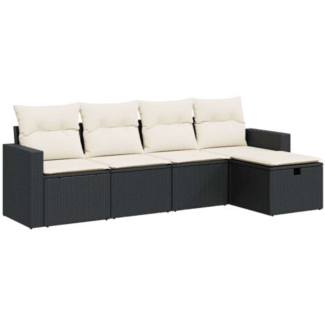 vidaXL Set Divani da Giardino 5 pz con Cuscini in Polyrattan Nero (1/5)
