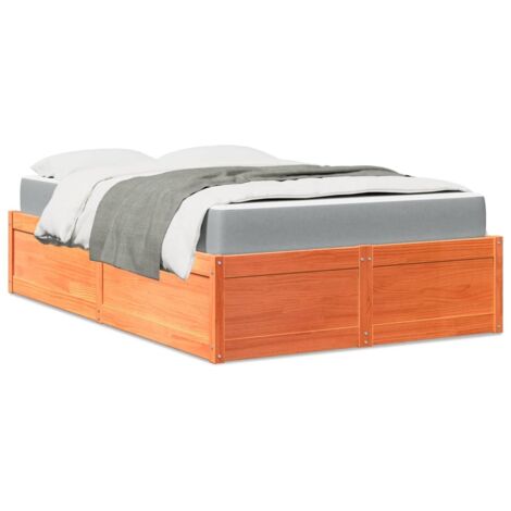 vidaXL Letto con Materasso Marrone Cera 120x190cm Legno Massello Pino (1/5)