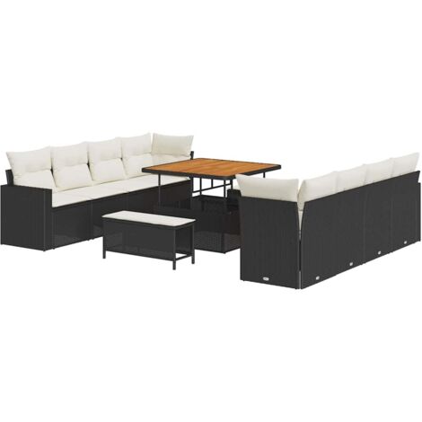 Set Divano da Giardino con cuscino 11 pcs Nero e crema vidaXL (1/5)