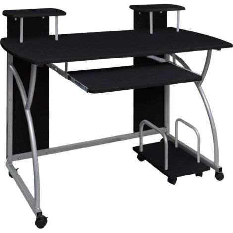 Scrivania da Computer Nera 110x52x88,5 cm in Legno Multistrato vidaXL