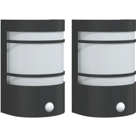 vidaXL Applique per Esterno con Sensore 2 pz Nere in Acciaio Inox
