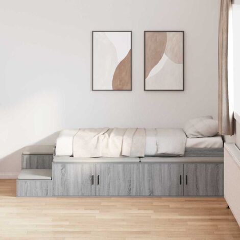 vidaXL Struttura letto con contenitore Grigio Sonoma 75 cm