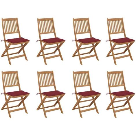 vidaXL Sedie da Giardino Pieghevoli 8 pz con Cuscini Massello Acacia