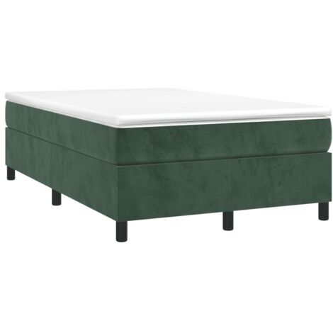vidaXL Giroletto a Molle con Materasso Verde Scuro 120x190 cm Velluto