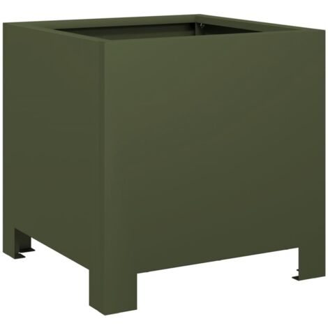 vidaXL Fioriera da Giardino Verde Oliva 30x30x30 cm in Acciaio