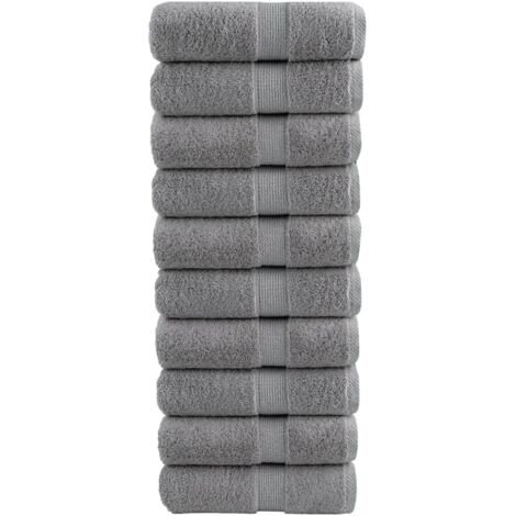 vidaXL Asciugamani Premium SOLUND 10 pz Grigio 30x30 cm 600 g/m²