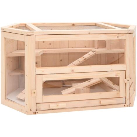 vidaXL Gabbia per Criceti 80x40x43 cm in Legno Massello di Abete