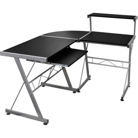 vidaXL Scrivania Computer Angolare Nera 132x112x99cm Legno