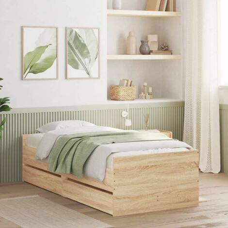vidaXL Giroletto con Cassetti Rovere Sonoma 75x190 cm Small Single (1/5)