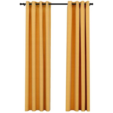 vidaXL Tende Oscuranti Effetto Lino con Occhielli 2pz Gialle 140x245cm