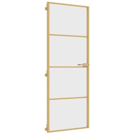 vidaXL Porta Interni Sottile Oro 76x201,5cm Vetro Temperato Alluminio