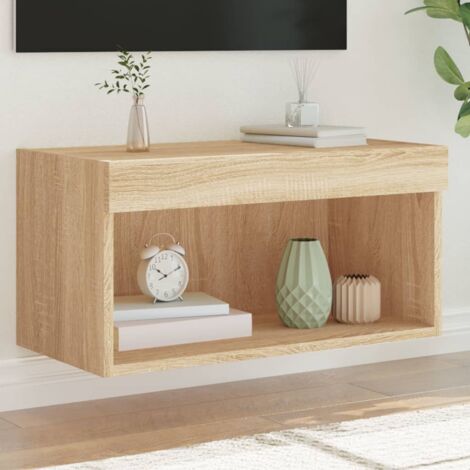 vidaXL Mobile Porta TV con Luci LED Rovere Sonoma 60x30x30 cm