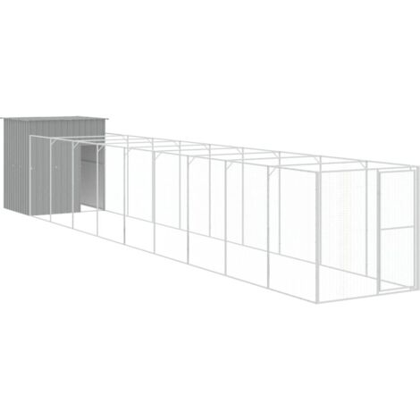 vidaXL Casetta Cani Corsa Grigio Chiaro 165x1067x181cm Acciaio Zincato
