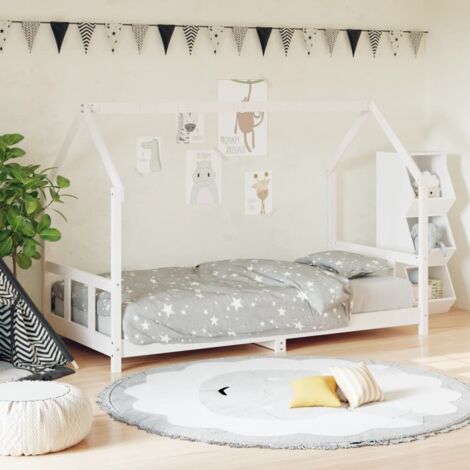 vidaXL Giroletto per Bambini Bianco 90x200cm in Legno Massello di Pino