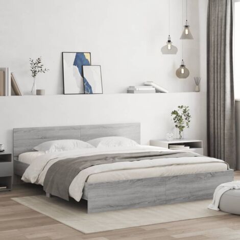 vidaXL Giroletto con Testiera Grigio Sonoma 160x200 cm