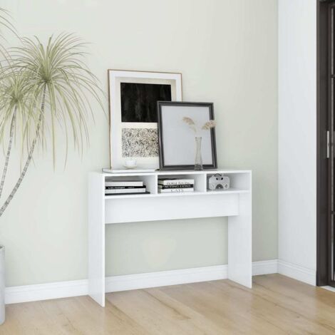 vidaXL Tavolino Consolle Bianco 105x30x80 cm in Legno Multistrato