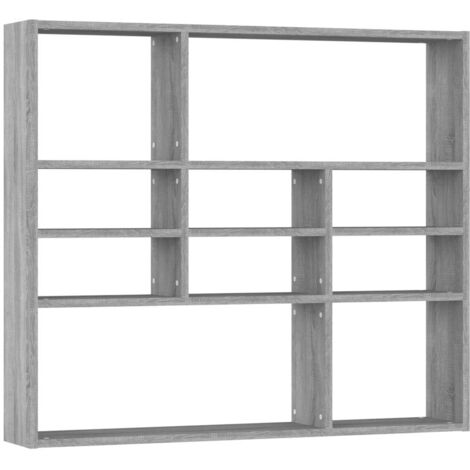 vidaXL Mensola a Muro Grigio Sonoma 90x16x78 cm in Legno Multistrato