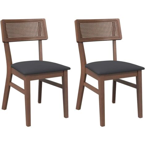 vidaXL Sedie da Pranzo con Cuscini 2pz Marrone Legno Massello di Hevea (1/5)