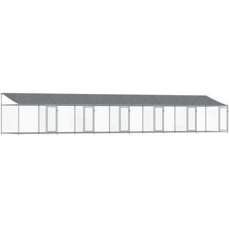 vidaXL Gabbia Cani con Tetto e Porte Grigia 12x2x2 m Acciaio Zincato