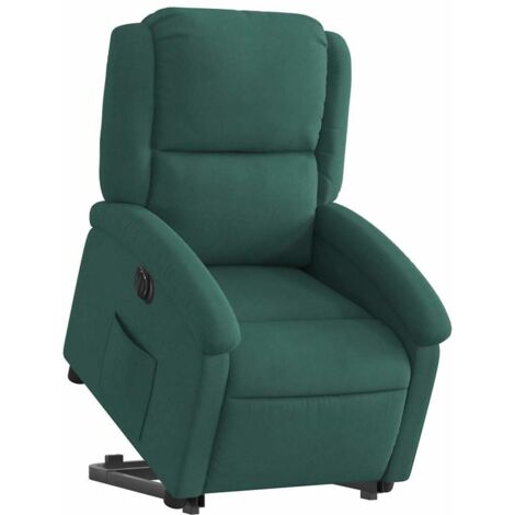 vidaXL Poltrona Alzapersona Reclinabile Elettrica Verde Scuro Velluto