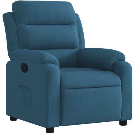 vidaXL Poltrona Reclinabile Blu in Velluto