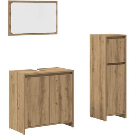 vidaXL Set Mobili da Bagno 3 pz Rovere Artigianale Legno Multistrato