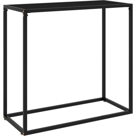 vidaXL Tavolo Consolle Nero 80x35x75 cm in Vetro Temperato