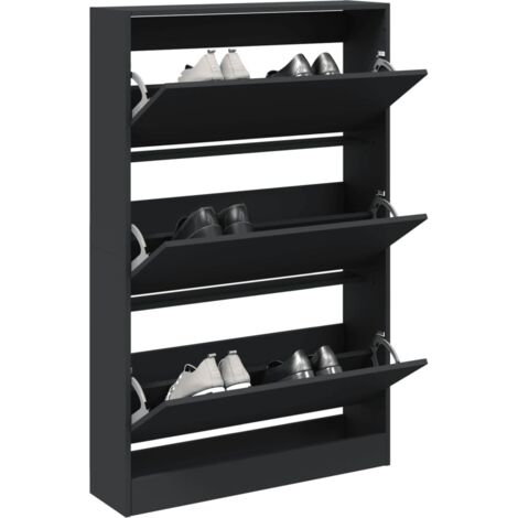 vidaXL Scarpiera Nera 80x21x125,5 cm in Legno Multistrato
