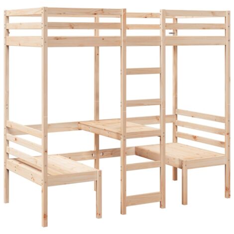 vidaXL Giroletto Soppalco con Scrivania e Sedie 75x190cm Legno Pino (1/5)