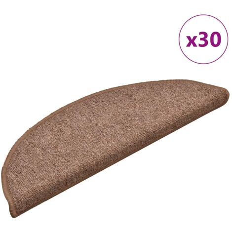 vidaXL Tappetini per scale 30 pz 56x17x3 cm Marrone Semicircolari