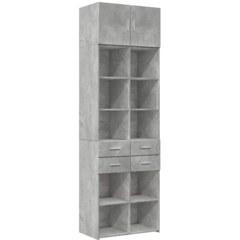 vidaXL Armadietto Grigio Cemento 70x42,5x225 cm in Legno Multistrato
