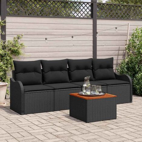 vidaXL Set Divano da Giardino 5 pcs Nero Poly Rattan (1/5)