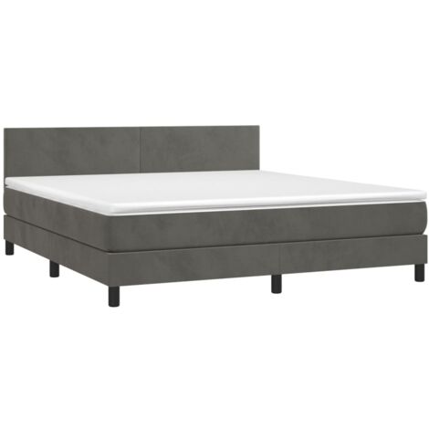vidaXL Letto a Molle con Materasso e LED Grigio Scuro 160x200 cm