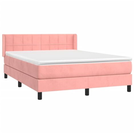 vidaXL Giroletto a Molle con Materasso Rosa 140x190 cm in Velluto (1/5)