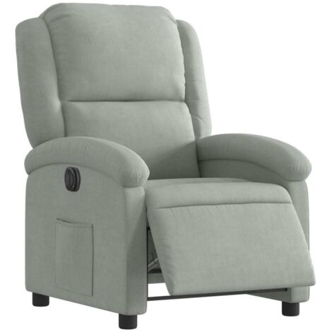 vidaXL Poltrona Elettrica Reclinabile Grigio Chiaro in Vera Pelle