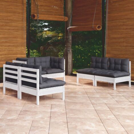 vidaXL Set Salotto da Giardino 6 pz con Cuscini Legno Massello di Pino (1/5)