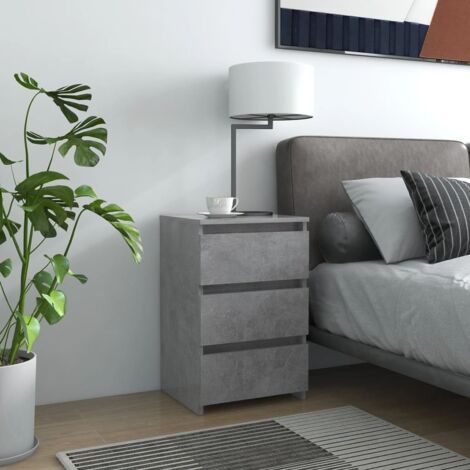 vidaXL Comodino Grigio Cemento 40x35x62,5 cm in Legno Multistrato