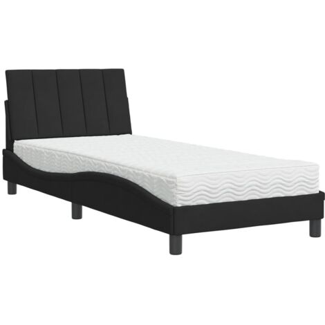 vidaXL Letto con Materasso Hanko Nero 90x200 cm in Velluto (1/5)
