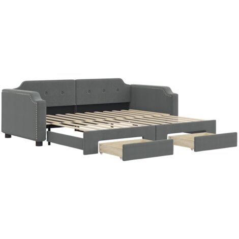 vidaXL Divano Letto Estraibile Cassetti Grigio Scuro 90x190cm Tessuto